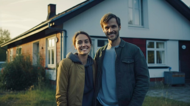 Foto gratuita retrato de una pareja milenaria que vive en el campo después de mudarse de la ciudad