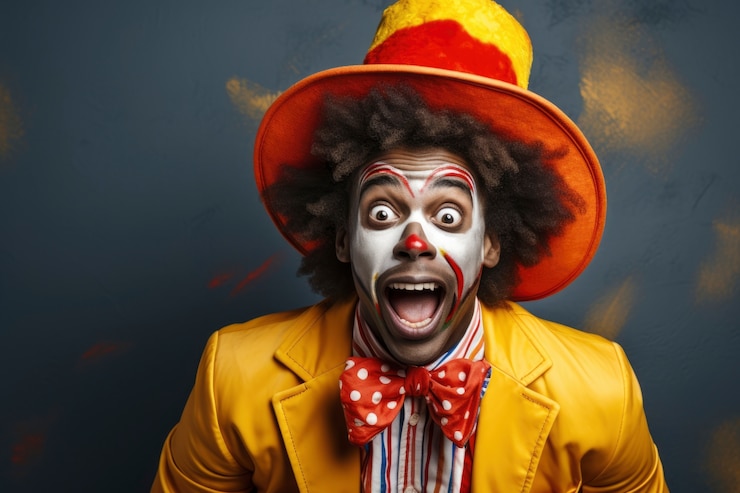 Foto gratuito retrato de payaso masculino sonriente