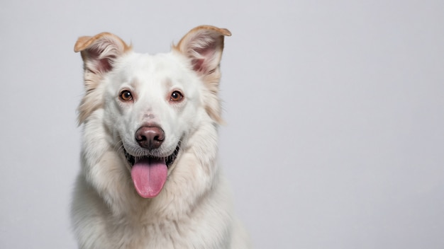 Retrato de un perro blanco feliz