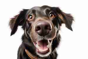 Foto gratuita retrato de perro feliz mirando hacia adelante