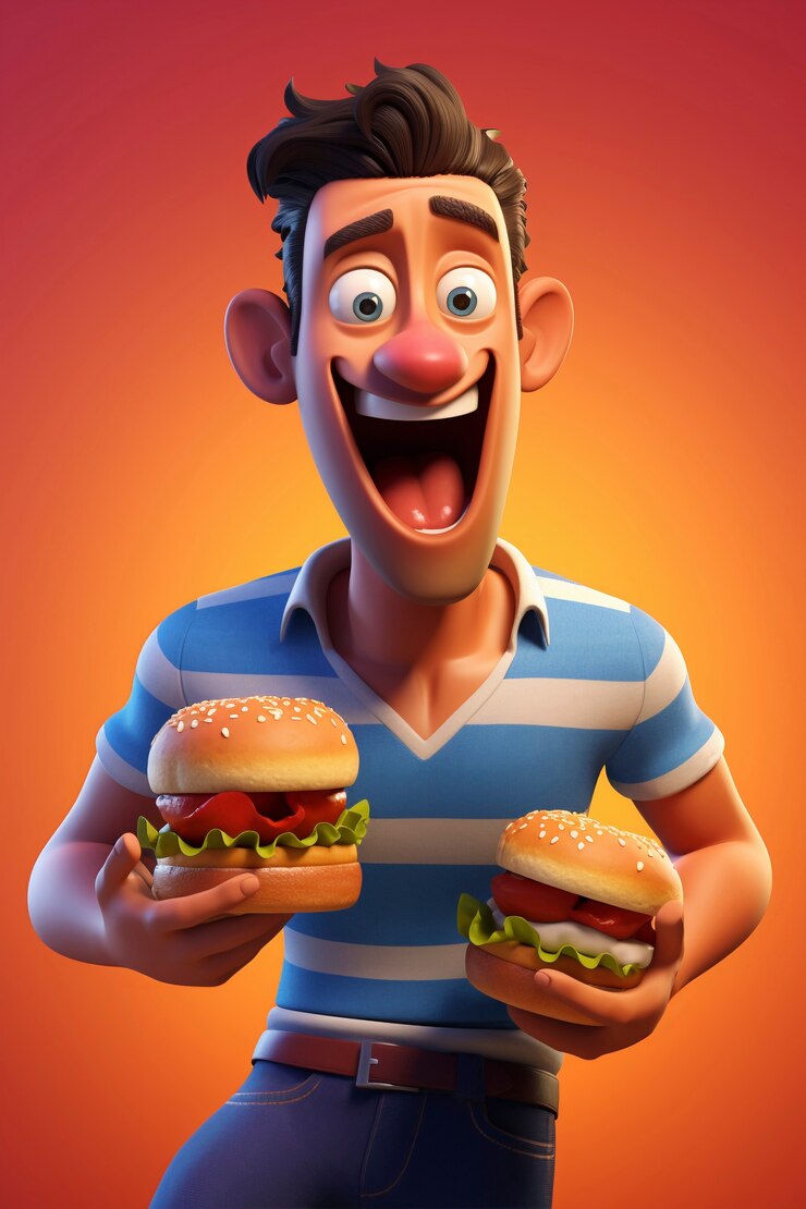 Foto gratuito retrato de una persona con una hamburguesa de comida rápida