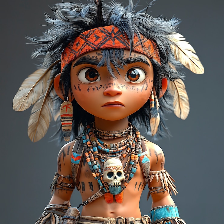Foto gratuito retrato de una persona indígena de dibujos animados en 3d