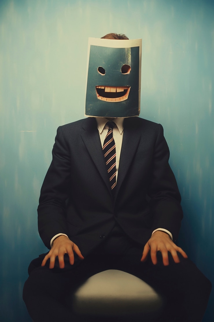 Foto gratuito retrato de una persona con una máscara graciosa.