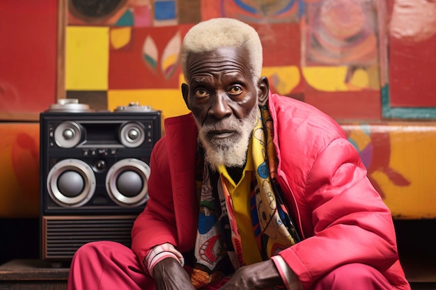Retrato de una persona mayor escuchando la transmisión de radio