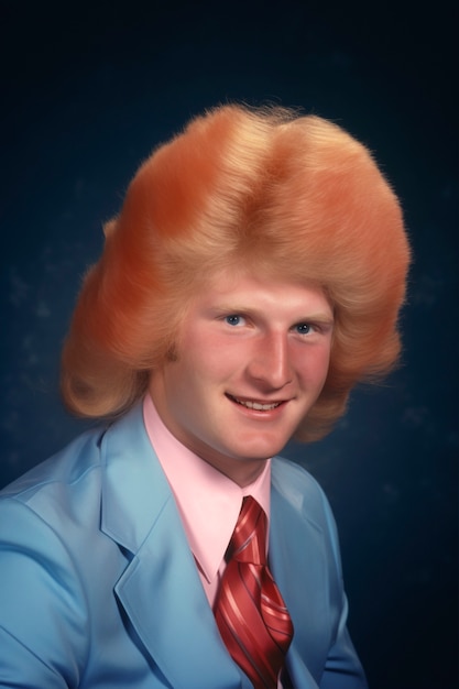 Retrato de una persona con una peluca graciosa.