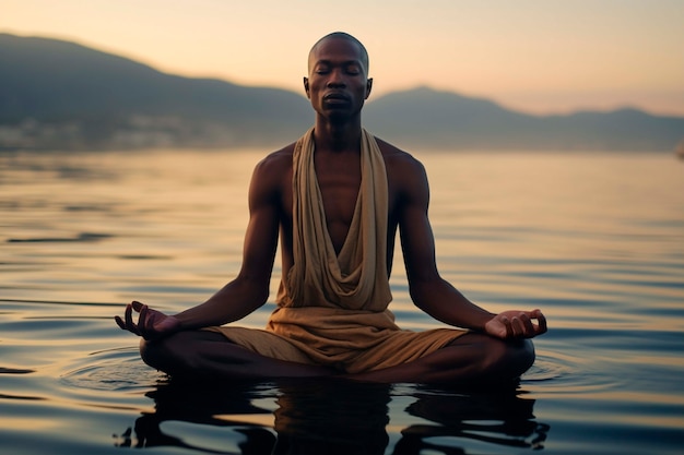 Foto gratuita retrato de una persona practicando yoga en el agua