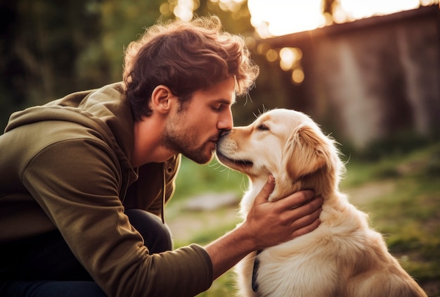 Foto gratuita retrato de una persona que cuida a su mascota