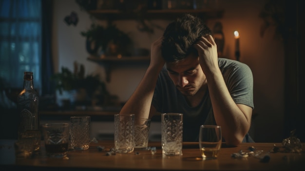 Foto gratuita retrato de una persona que sufre de resaca