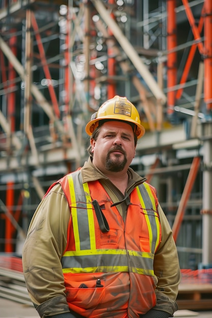 Foto gratuita retrato de una persona que trabaja en el campo de la construcción