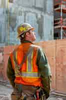 Foto gratuita retrato de una persona que trabaja en el campo de la construcción