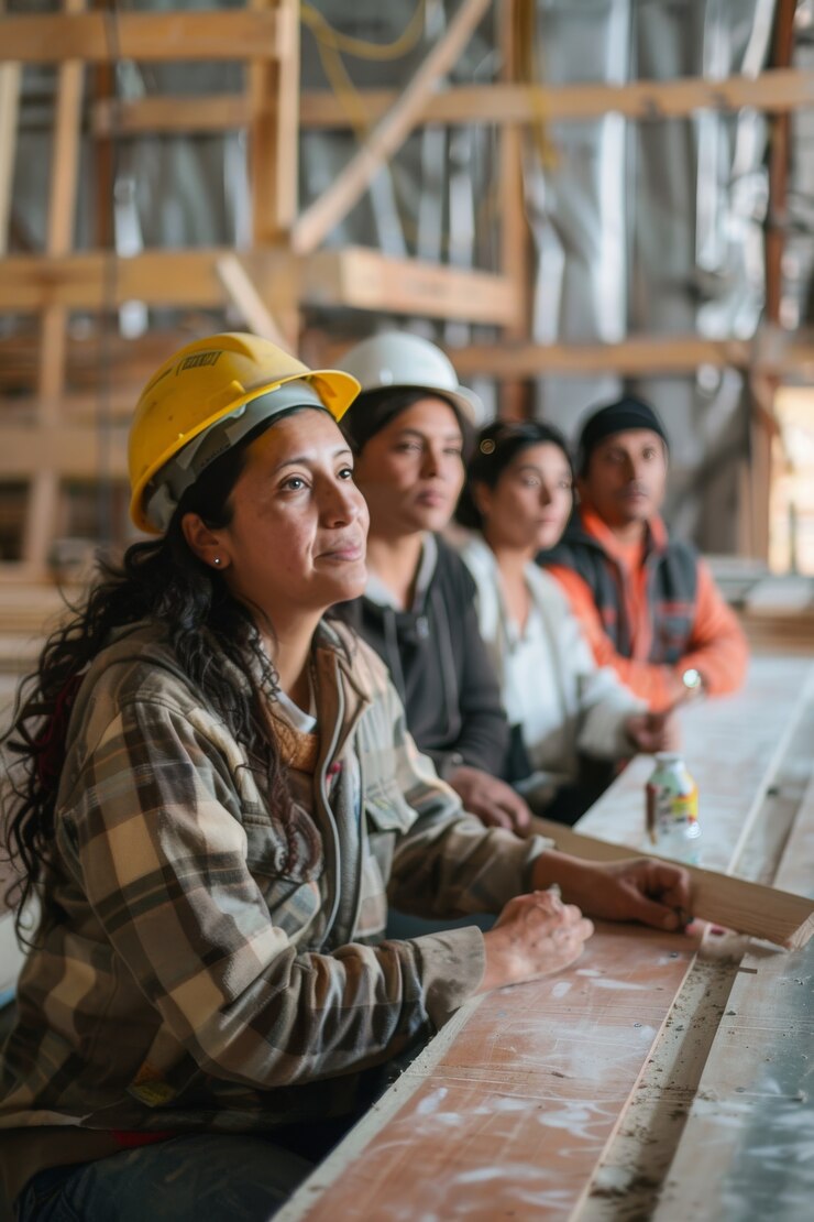 Foto gratuito retrato de una persona que trabaja en la industria de la construcción