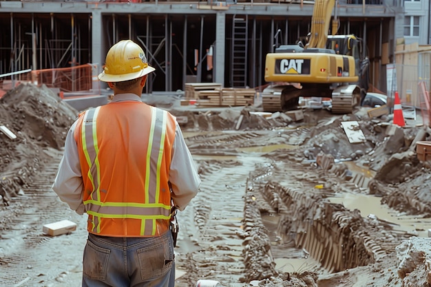 Foto gratuita retrato de una persona que trabaja en la industria de la construcción