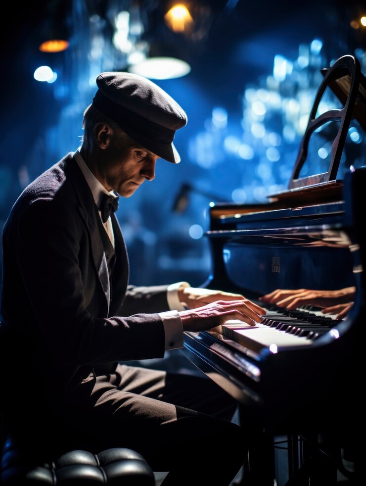 Foto gratuito retrato de una persona tocando música en el piano