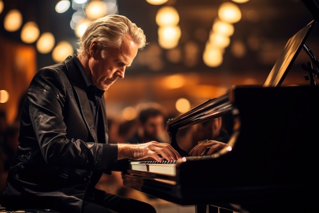 Foto gratuita retrato de una persona tocando música en el piano