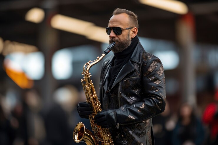 Foto gratuito retrato de una persona tocando el saxofón