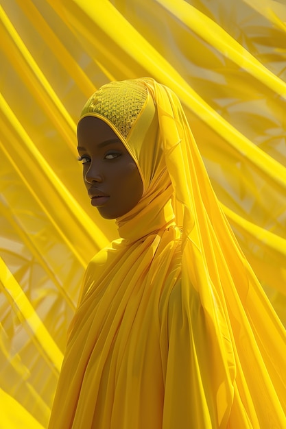 Foto gratuita retrato de una persona vestida de amarillo