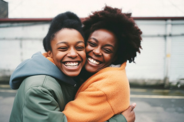 Foto gratuita retrato de personas abrazándose en honor a la celebración del día del abrazo