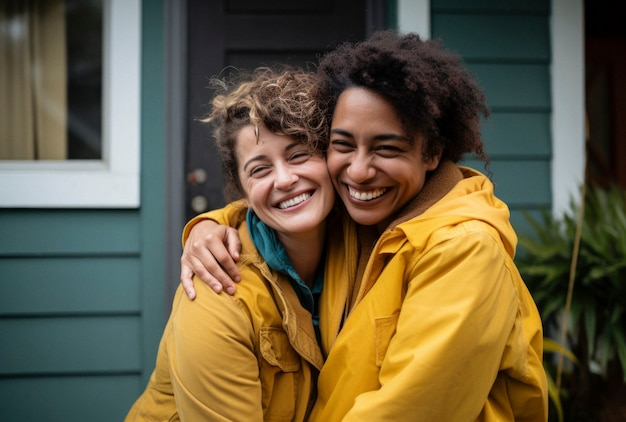 Foto gratuita retrato de personas abrazándose en honor a la celebración del día del abrazo