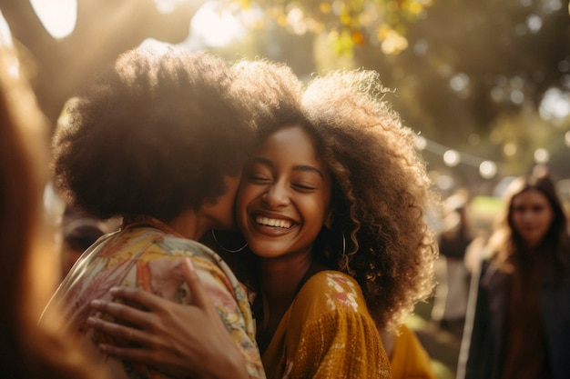 Foto gratuita retrato de personas abrazándose en honor a la celebración del día del abrazo