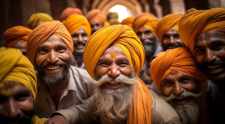 Foto gratuito retrato de personas indias celebrando el festival de baisakhi