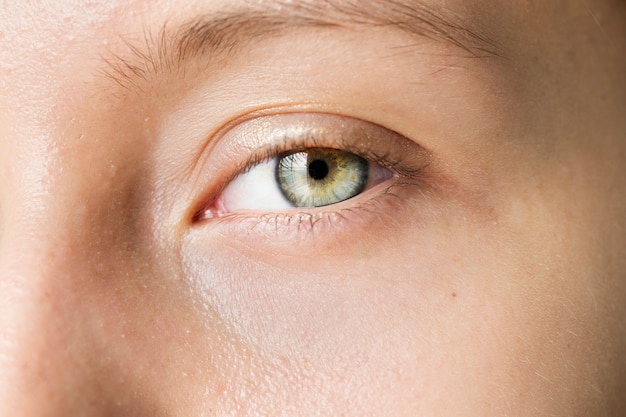 Retrato de primer plano de mujer blanca en los ojos