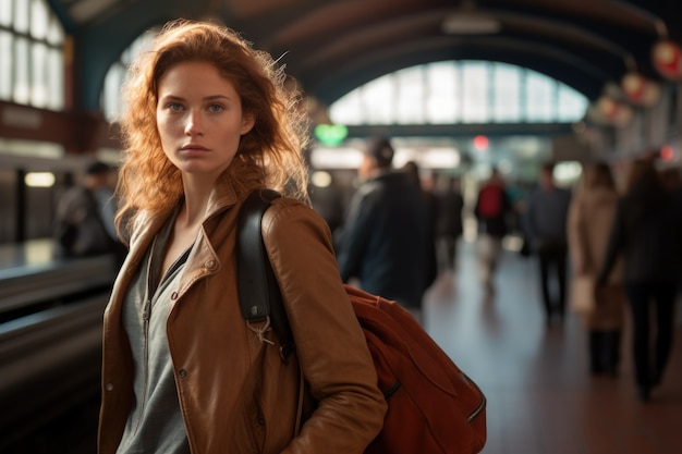 Retrato en primer plano de una mujer viajera