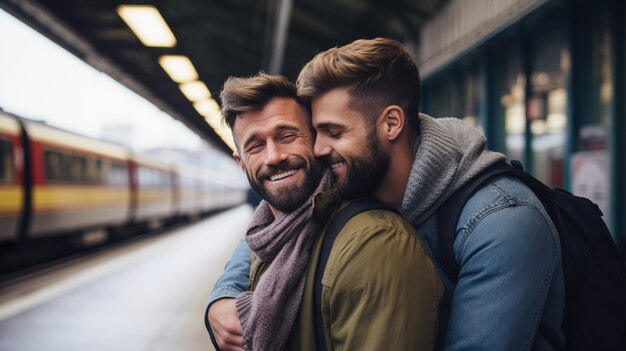 Retrato en primer plano de una pareja gay juntos