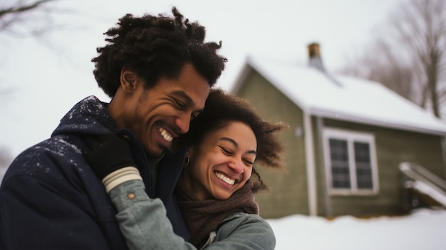 Foto gratuita retrato en primer plano de una pareja juntos