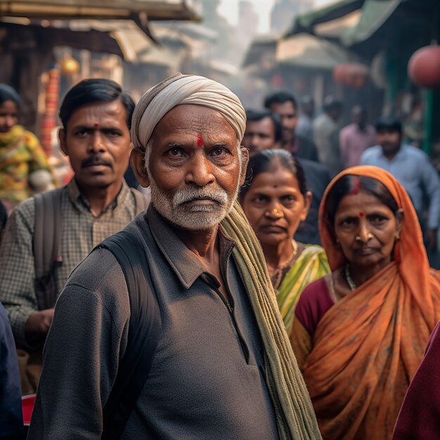 Retrato del pueblo indio en el bazar