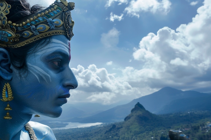 Foto gratuito retrato realista de ram navami para la celebración de ram novami