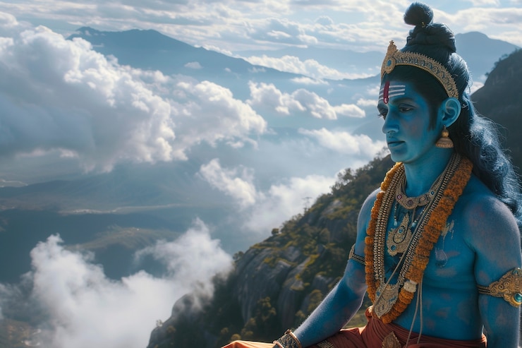 Foto gratuito retrato realista de ram navami para la celebración de ram novami