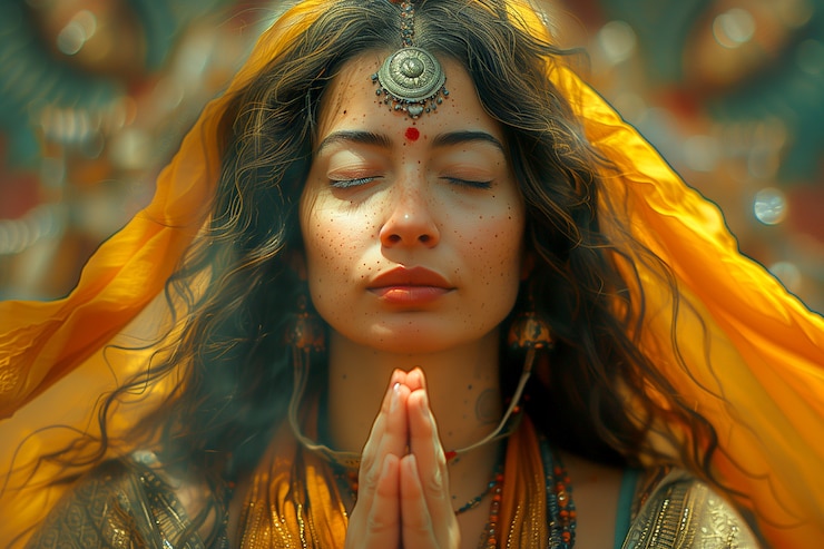 Foto gratuito retrato renacentista de una mujer como diosa del sol