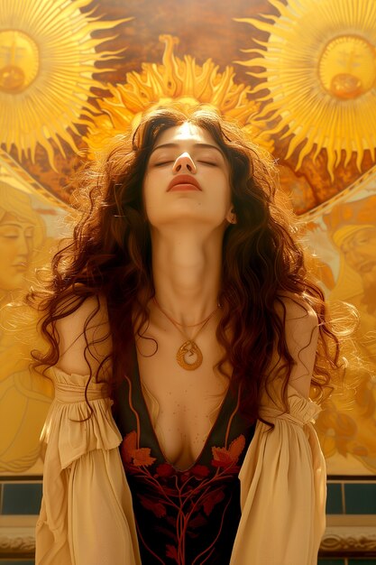 Retrato renacentista de una mujer como diosa del sol
