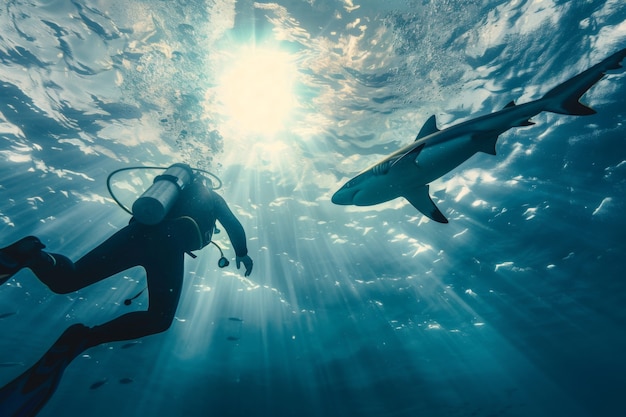 Foto gratuita retrato submarino de un buzo que explora el mundo marino