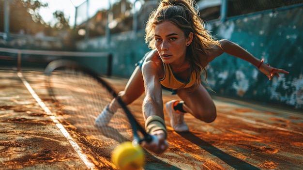 Foto gratuita retrato de una tenista atlética