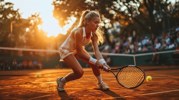 Foto gratuita retrato de una tenista atlética