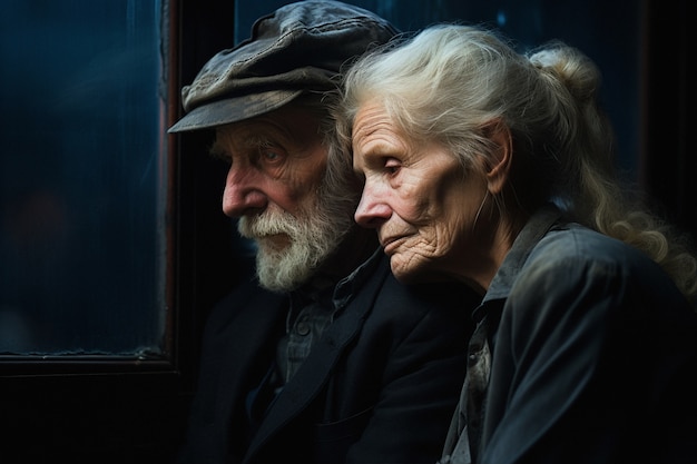Retrato de una triste pareja de ancianos