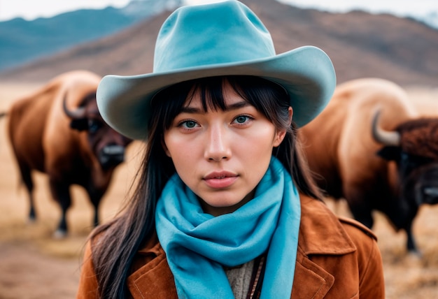 Retrato de un vaquero con el fondo fuera de enfoque