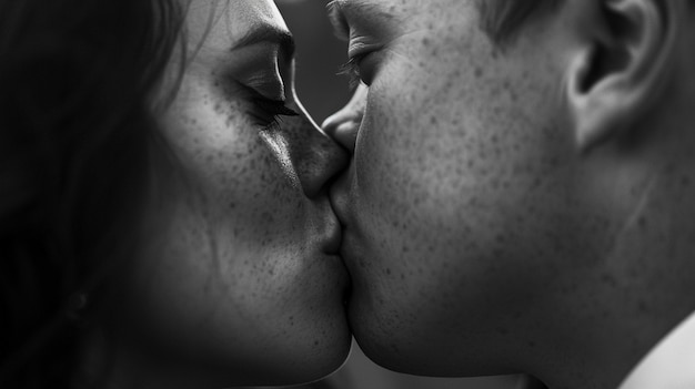 Foto gratuita retratos de besos en blanco y negro.