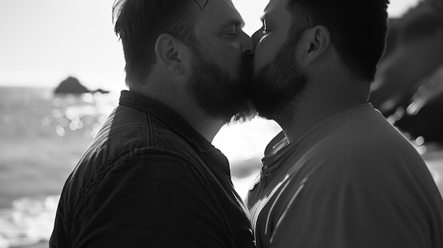 Foto gratuita retratos de besos en blanco y negro.