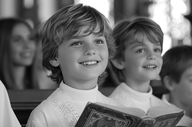 Retratos de la primera comunión de niños de tamaño medio