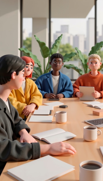 Reunión de equipo en una oficina moderna