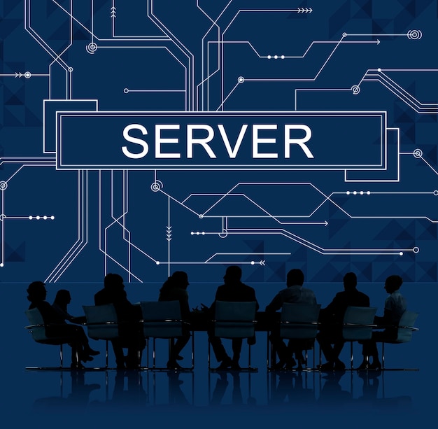 Reunión de negocios sobre servidores