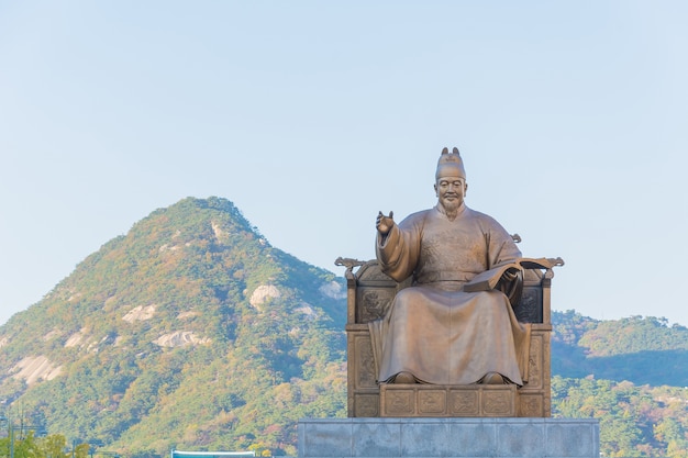 Rey sejong estatua en la ciudad de Seúl Corea