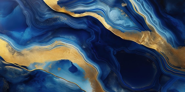 Foto gratuita los ricos patrones de geoda azul y dorado se arremolinan juntos creando una obra maestra natural