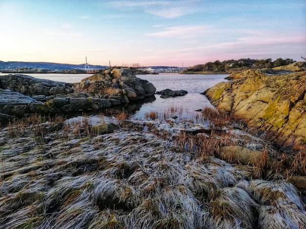 Río rodeado de rocas bajo la luz del sol en Ostre Halsen, Noruega