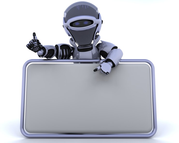 Photo Gratis robot and blank sign