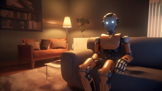 Foto gratuita robot antropomórfico en interiores