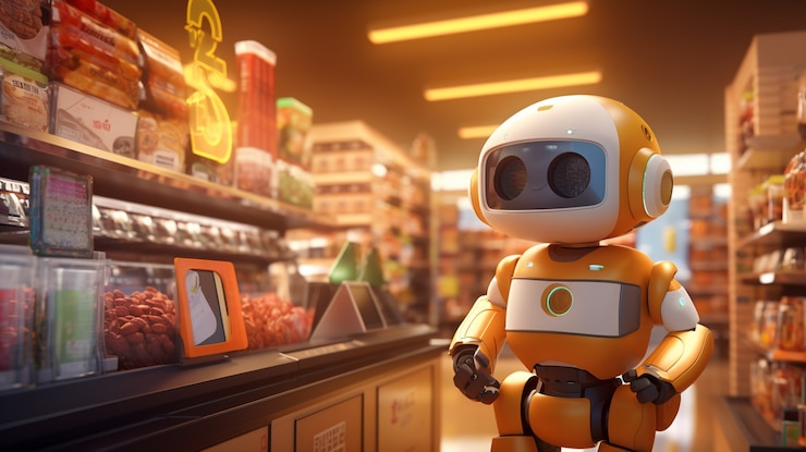 Foto gratuito robot antropomórfico realizando un trabajo humano regular en el futuro