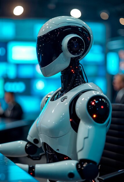 Robot avanzado en un entorno futurista